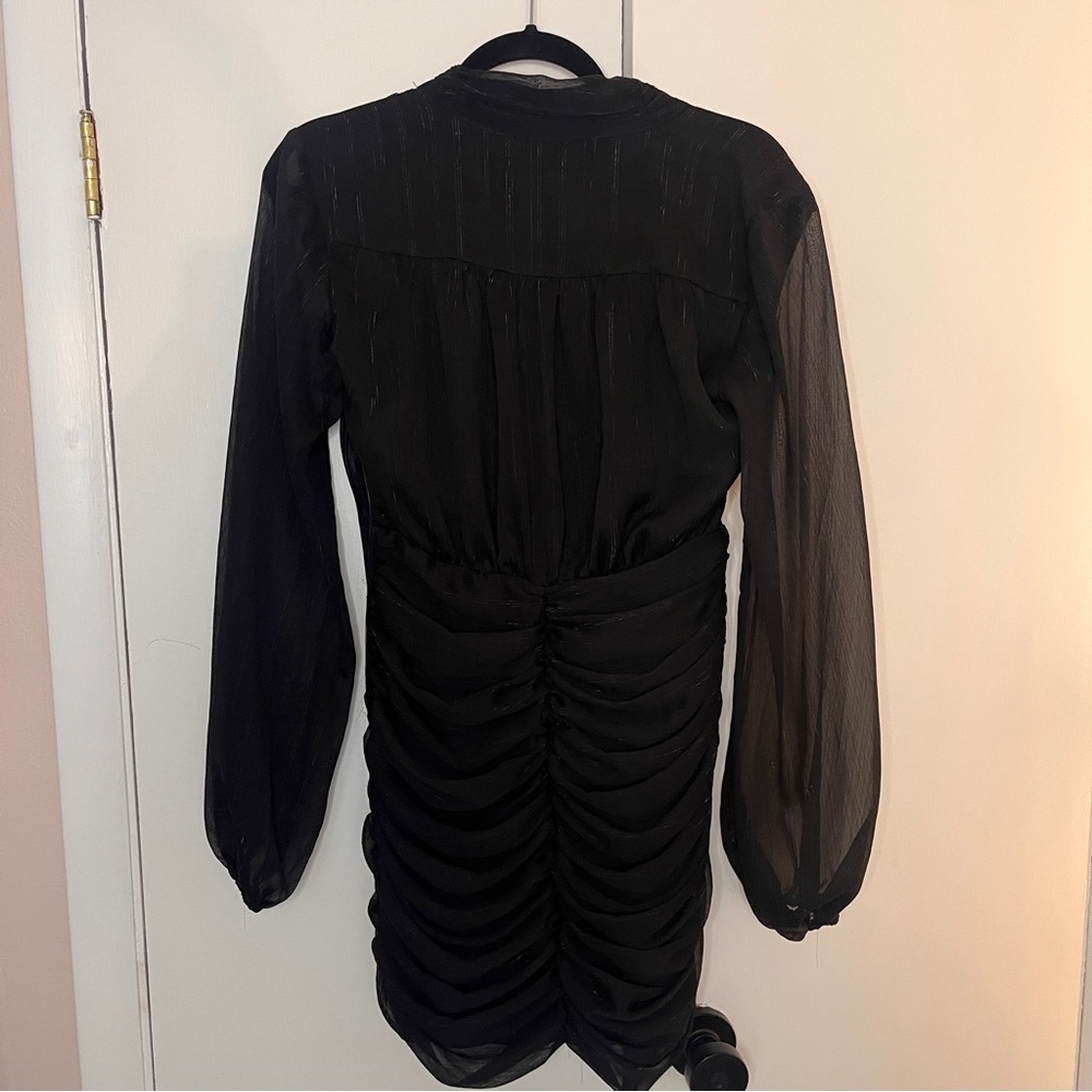 House of Harlow Black Ruched Metallic Pinstripe dress - Size 2 - Picture 3 of 7